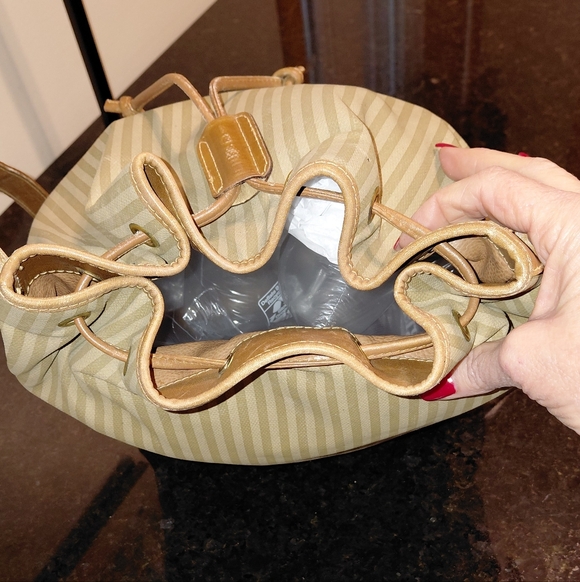 Fendi Vtg Penguin Striped Canvas Bucket Drawstring Crossbody Bag - Picture 4 of 17